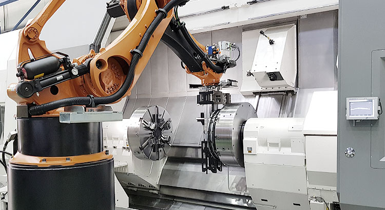 Here you can see an industrial robot for robot loading